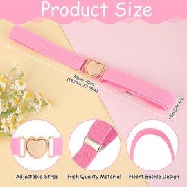Molain 2 Pack Girls Belt for Waist Size 15-30", Kids Elastic Belt Heart-Shaped Metal Buckle Waist Belt for Girls, Elastic Stretch Belts for Kids Dress Pants Jeans(Blue+Pink)