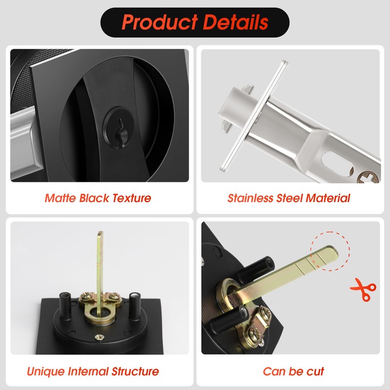 Aglehome Square Door Hardware - Sliding Pocket Door Lock with