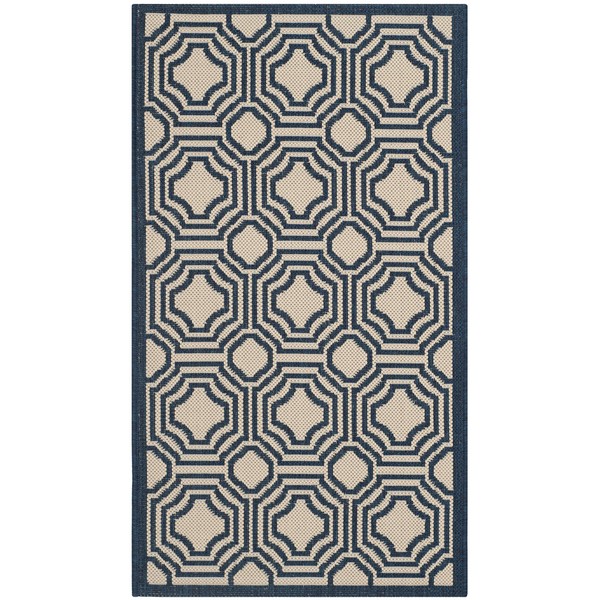 Safavieh Courtyard Collection CY6112-258 Beige and Navy Indoor/ Outdoor Area