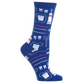 Hot Sox Women's Fun Occupation & Mom Crew Socks-1 Pair Pack-Cute & Funny Mother's Day Gifts, Dentist (Dark Blue), 4-10