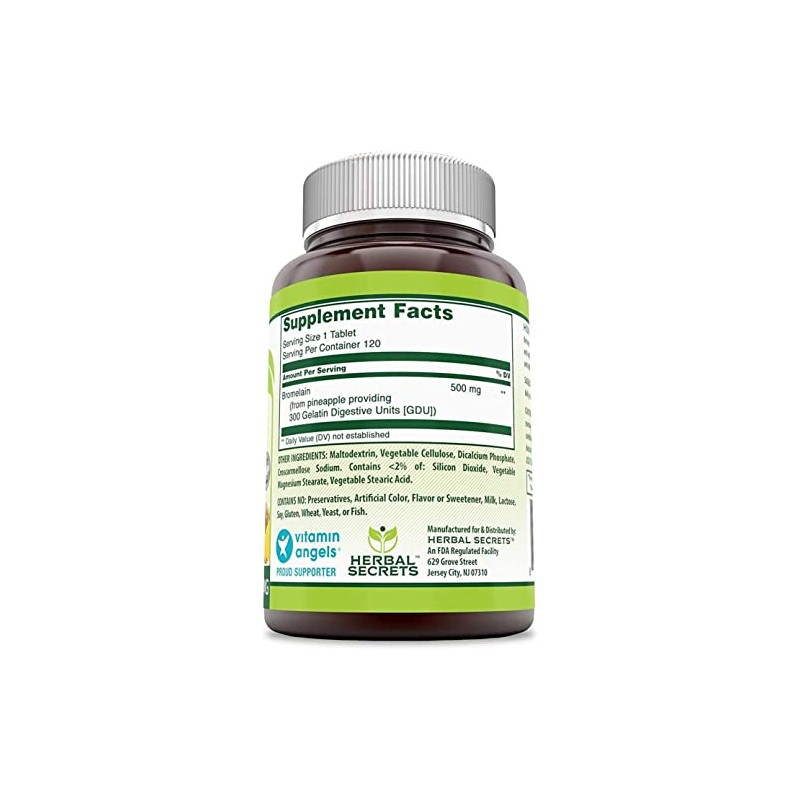 Herbal Secrets Bromelain Supplement 500 Mg Tablets Supplement | Non-GMO