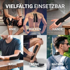 TRUETAPE Kinesiotapes - 2 Kinesiology Tape Rolls (5 m x 5 cm) | Waterproof & Elastic Kinesiotape | Skin-Friendly Sports Tapes I 2 x Black