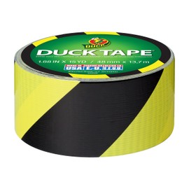 Duck 283972 Printed Duct Tape, Single Roll, Black/Yellow Stripes