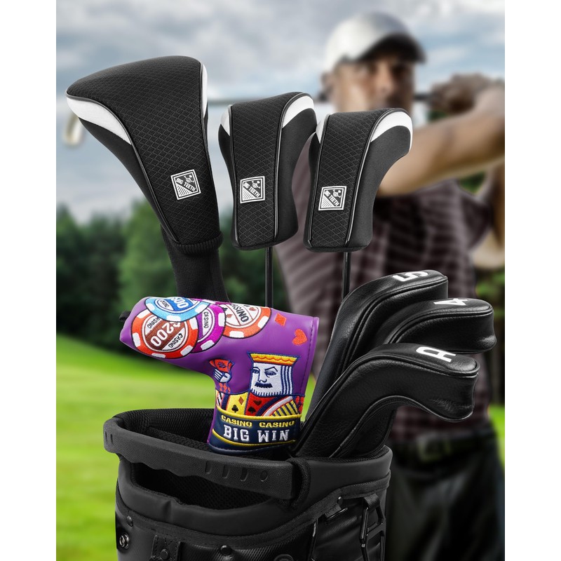 BIG TEETH Golf Head Covers Blade Putter Cover Magnetic Big
