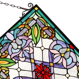 Capulina Stained Glass Window Panels 22" W x 17" H Victorian Tiffany Style Window Hangings Suncatchers Handicrafts for Home Window Decor