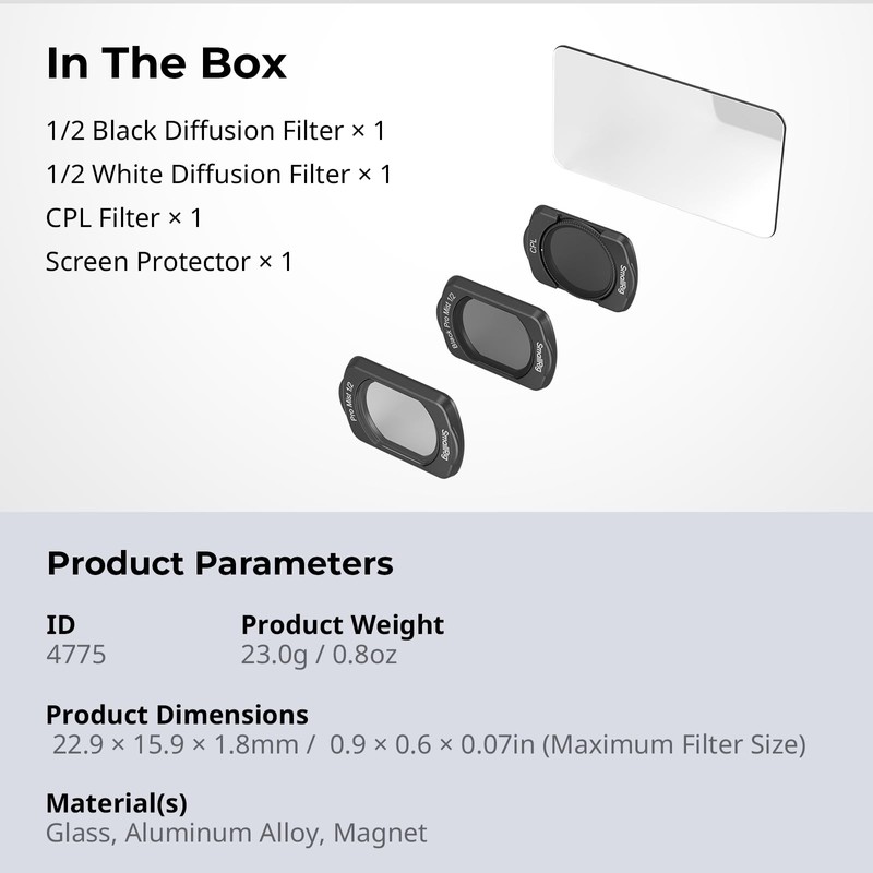 SMALLRIG Magnetic Filters Set for DJI Osmo Pocket 3, Black