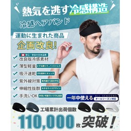 (Improved Cooling Material) Headband, Men's Headband, (Cool Structure to Release Hot Air and Fits Moderately to Your Head), Hair Turban, Sweatproof, Sports, Face Washing, High Elasticity, Sweat