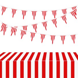 BOOMTOP Tablecloth Red and White Stripes Table Decoration