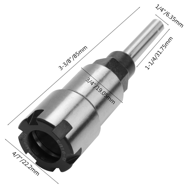 PRATYAHARA 1/4 Inch ER16 Router Collet Adapter Extension Chuck Rod
