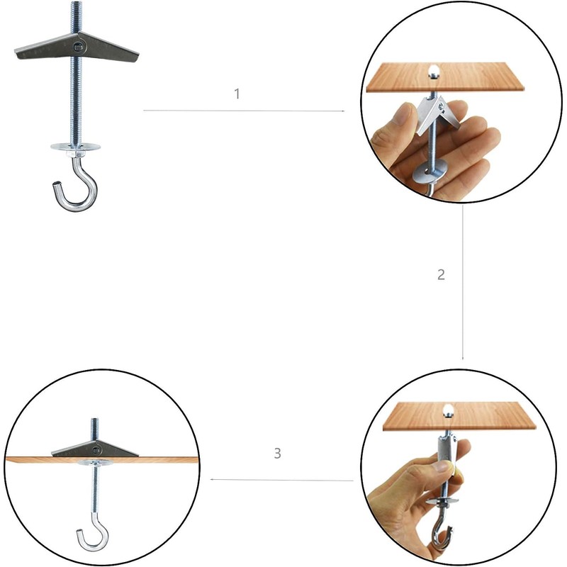 6 Pcs Carbon Steel Plasterboard Ceiling Hooks Spring Toggle Wing