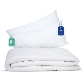 livessa Duvet 200 x 200 cm with Set of 2 Pillows 40 x 80 cm – Ideal for All Seasons with 300 g/m² Filling, 4 Seasons Duvets 200 x 200 cm, Oeko-Tex Certified, Soft and Breathable