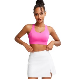 RUNNING GIRL Sports Bras for Women High Support, Criss-Cross Strappy Back Sports Bras for Women with Molded Cups_RGWX3081_Hot Pink_L_AU