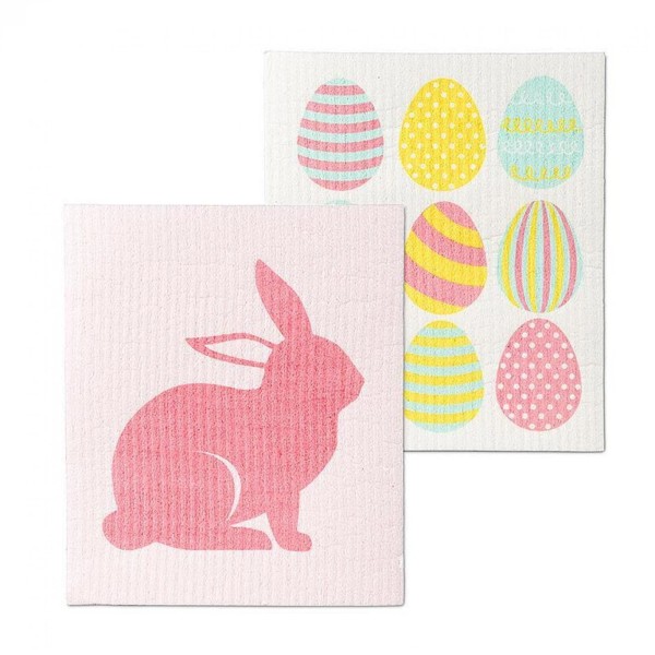 Unbranded Set Of 2 Easter Eggs & Bunny Dishcloth
