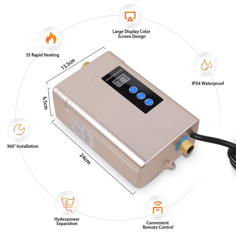 Electric Tankless Water Heater, Small Instant Hot Water Heater for