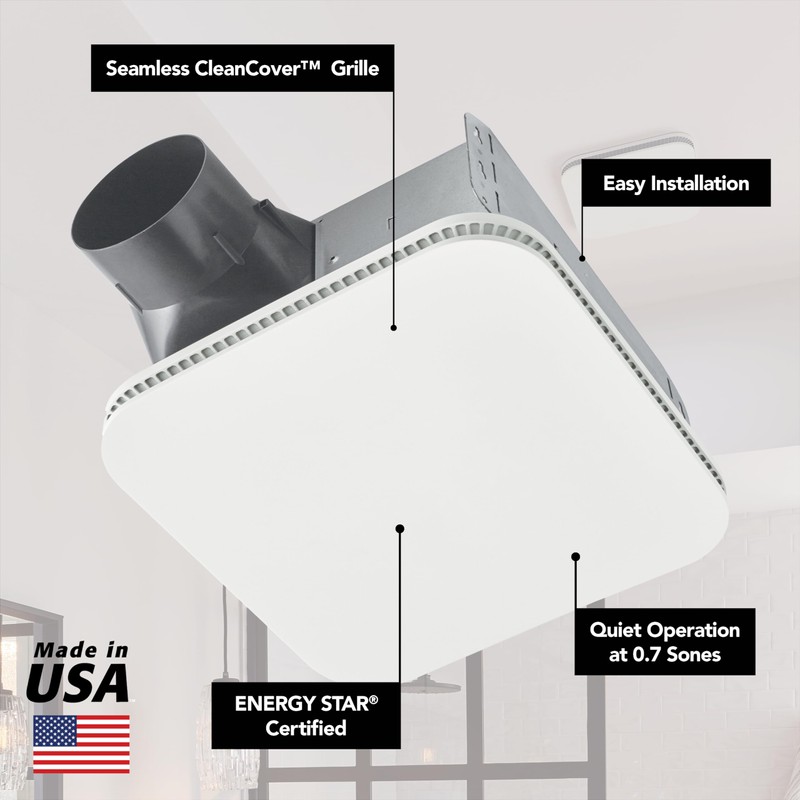 Broan-NuTone AER80K Roomside CleanCover Bathroom Ventilation Exhaust Fan, 80 CFM,