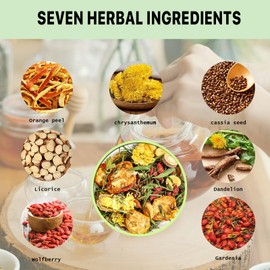 Dandelion Wolfberry Tea 15 Bags 1 Pack, Kidneys & Liver Health Tea Organic Teabags, 7 Herbal Ingredients Natural Blend, Chinese Traditional Dandelion, Chrysanthemum, Wolfberry, Cassia Seed