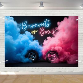 Burnouts or Bows Gender Reveal Backdrop Banner Girl or Boy Gender Reveal Decorations Pink and Blue Gender Reveal Supplies Burnouts or Bows Baby Shower Photography Background 5×3ft