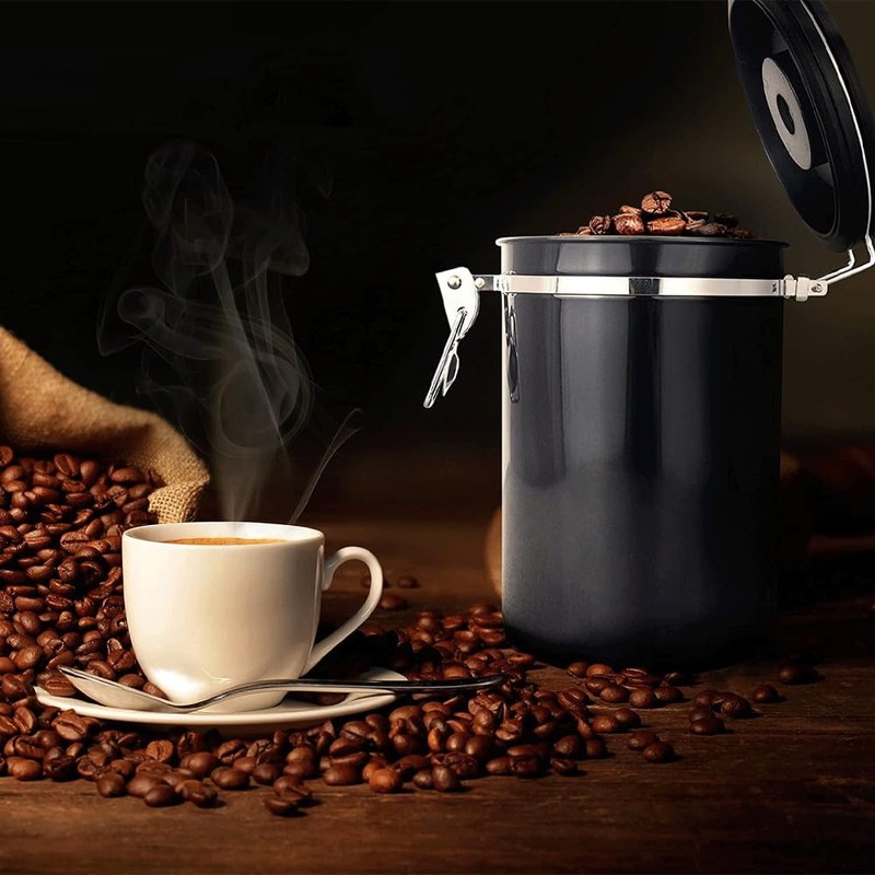 Ruikcoll Airtight Stainless Steel Coffee Container 1.8L with Outlet Valve