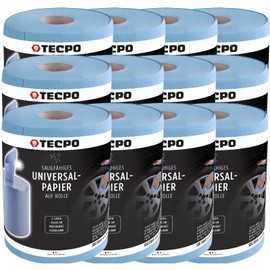 TECPO Cleaning Cloth Roll Blue 12 x 300 Sheets Total 3600, 2-Ply, Perforated, Absorbent, Cleaning Roll, Paper Roll, Cleaning Cloths, Cleaning Paper for Commercial Use