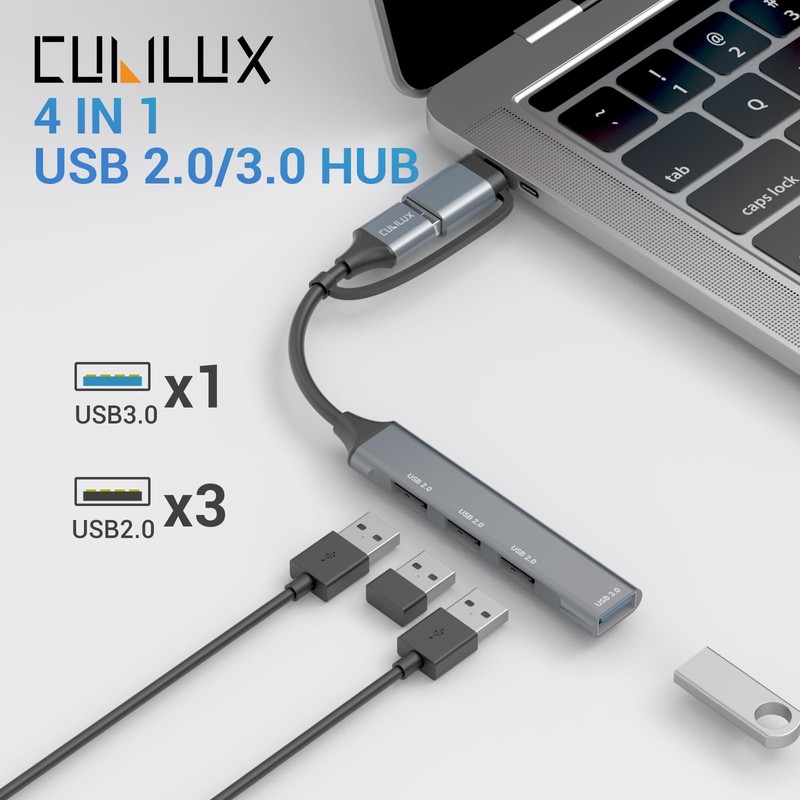 Cubilux Hub USB para portátil [1 x USB 3.0, 3