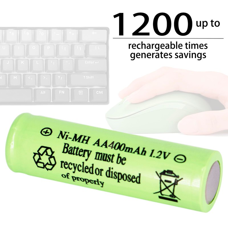 Lombaour 1.2 Volts 400mAh NiMH Rechargeable AA Batteries Pre-Charged for