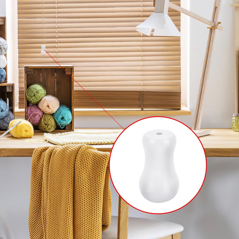 12 Pcs White Blind Pull Cord Knobs, Window Blinds Wood