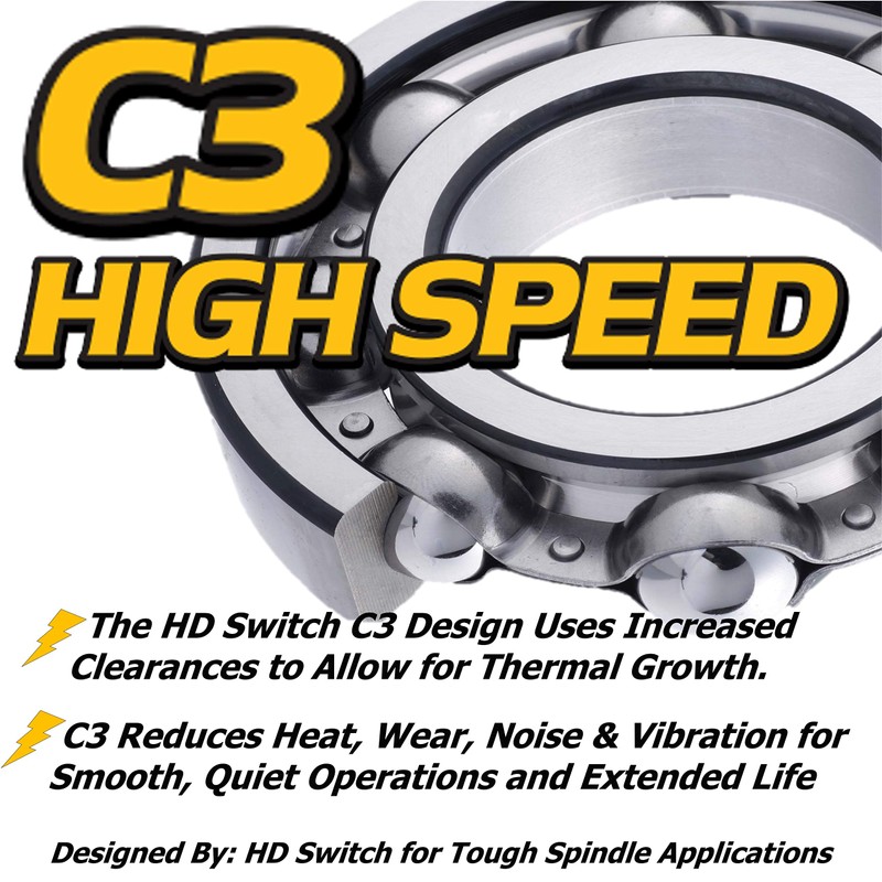 (2 Pack) HD Switch Upgraded Premium C3 Spindle Bearings Replaces