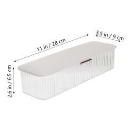 TEHAUX Multi Grid Cord Storage Organizer Box Transparent Cable Management for Data Cables Headphones and Power Cords Keeps Your Desk Tidy and Organized with Dust Cover