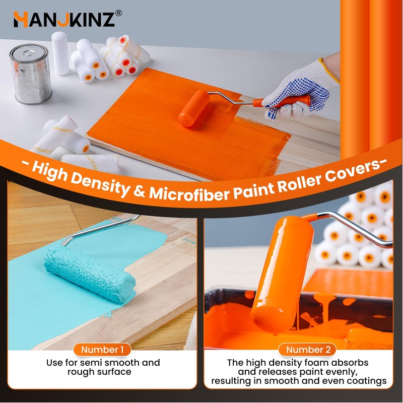 HANJKINZ Paint Roller 4 inch Kit, 40 Pack Mini Paint