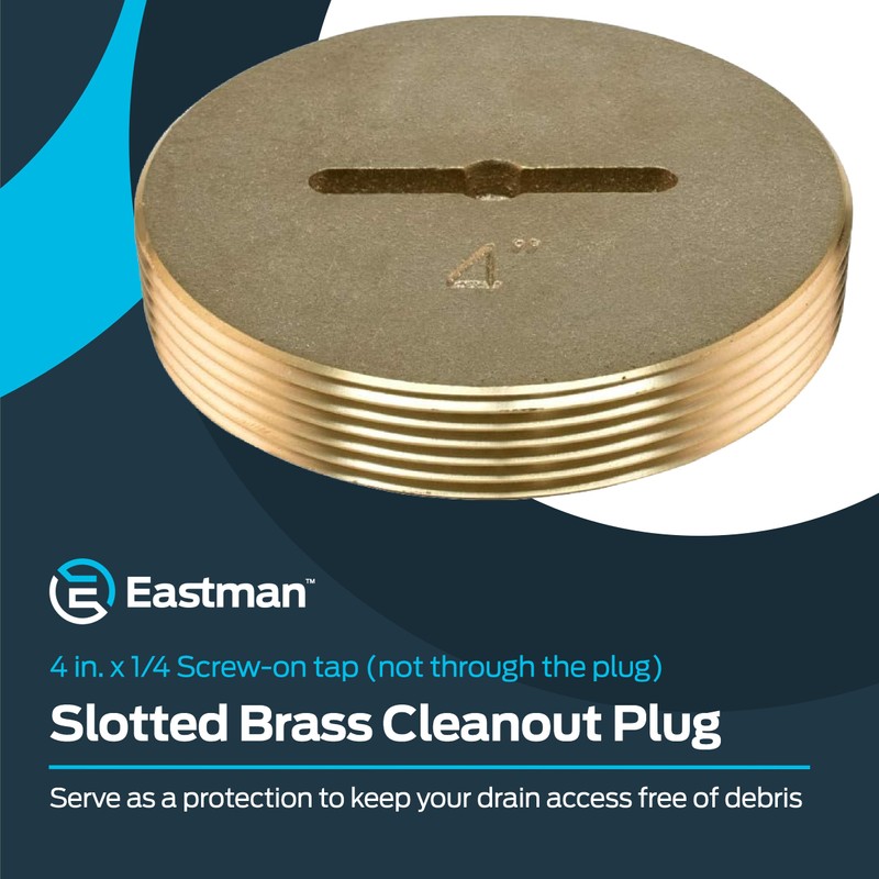 Eastman 4 Inch Slotted Brass Cleanout Plug, 42004
