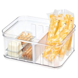 iDesign Fridge Storage Box (21 cm x 16 cm x 9.6 cm), Small Kitchen Storage Container Made of BPA-Free Plastic, Kitchen Organiser for Tinned Foods, Spices and More, Clear
