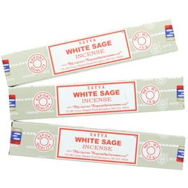 Satya Nag Champa, Räucherstäbchen, weißer Salbei, 3er-Packung Originalverpackung