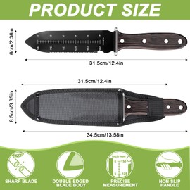 Professional Garden Trowel,Stainless Steel Versatile Tool With Protective Cover,Serrated & Straight Edges,Depth Markings,for Planting,Weeding & Cutting