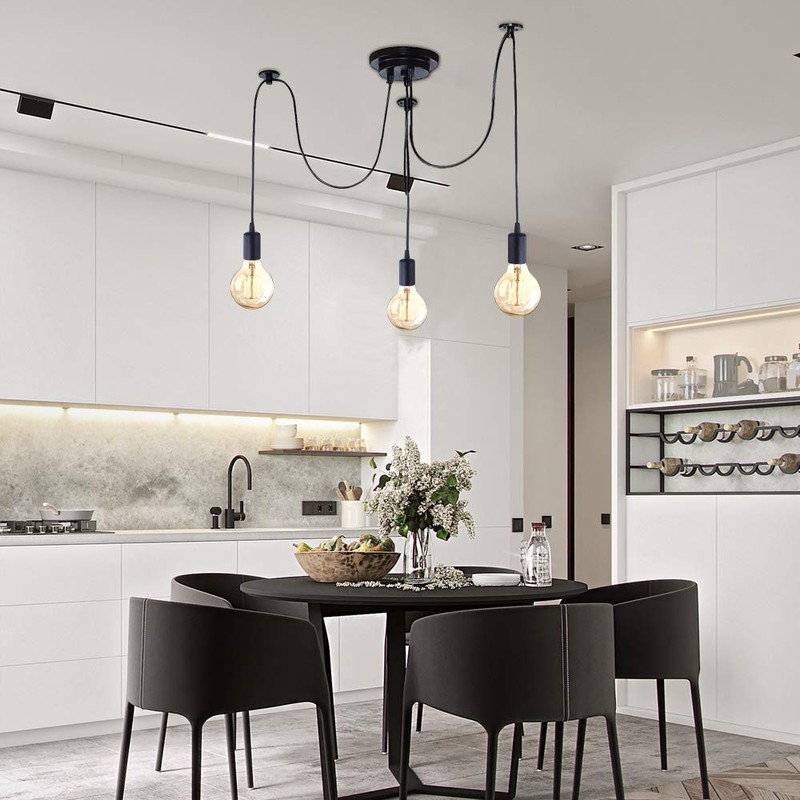 iDEGU Modern and Retro Pendant Light, 3 Arms DIY Spider