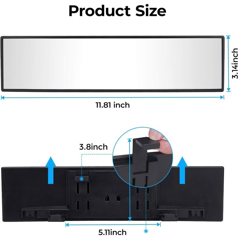 JOYTUTUS Rear View Mirror, Universal 11.81 Inch 2 Pack Panoramic