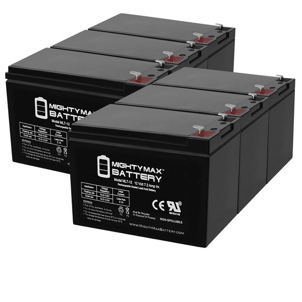 Mighty Max Battery 12V 7Ah SLA Battery Replacement for Leoch DJW12-7.2 - 6 Pack Brand Product