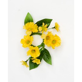 Worth Imports 5" Yellow Daisy Candle Ring, Set of 2