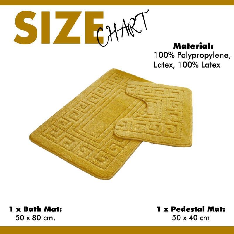 Lions Bath Mat Sets 2 Piece - Jacquard Greek Key