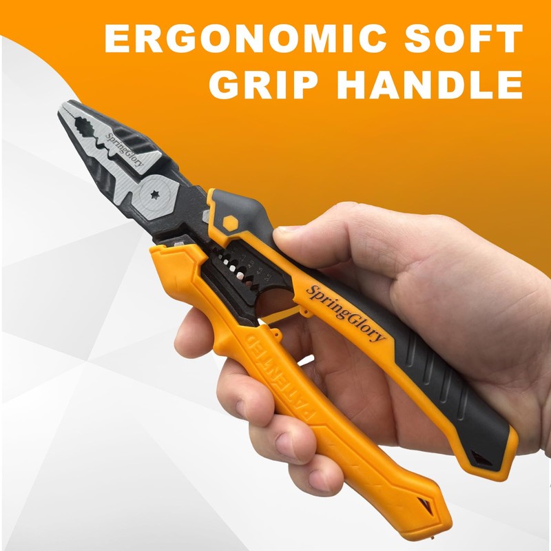 7-in-1 Linesman Pliers,9 inch Multipurpose Combination Pliers with Wire Stripper/Crimper/Cutter/Brake
