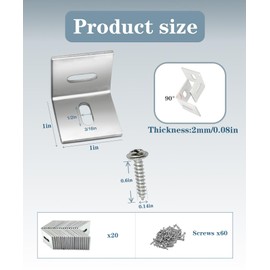 Table Top Fasteners,20 Pack Z Clips for Table Tops Included 60 pcs Screws,Adjustable Corner Braces for Wood Table Tops,Which L Brackets Use on Wood Table as Countertop Fasteners