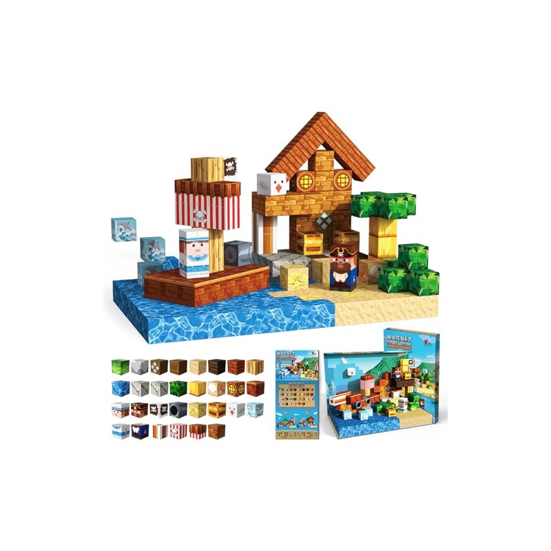 Magnetic Blocks 100PCS Pirate Ship | STEM Educational Building Toys
