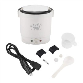 Mini Reiskocher, Elektrische Brotdose Tragbarer Reise Reiskocher für Auto Multifunktionaler elektrischer Dampfgarer Warmhaltefunktion Reiskocher One Touch Bedienung für Reise Camping Hauptauto12v 1L