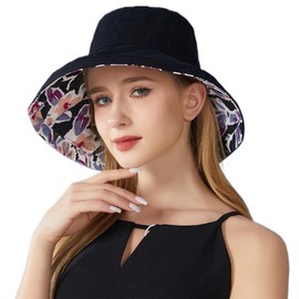 Kisyard Reversible Bucket Hat for Women Summer UV Sun Protection Wide Brim Fishing Hat Foldable Travel Beach