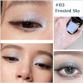 Pearlescent Ice Blue Glitter Eyeshadow - High Pigmented Cold Tone & Pressed Powder Formula - Long-Lasting Waterproof & Sweatproof for Festival & Glam Makeup - Vegan, Smooth & Blendable-blue