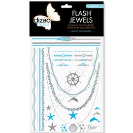 Dizao Gold Tattoo. MARINE. Flash Jewels. Metallic Temporary Gold Silver Tattoos. Flash Tattoos …