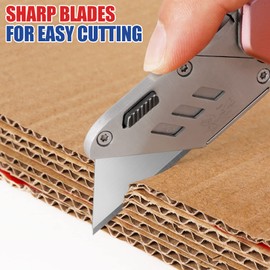 DIYSELF 50 Pack Utility Knife Blades, SK5 Steel Box Cutter Blades with Dispenser, Standard Blades for Box Cutter Utility Knife Replacement, Sharper Utility Blade, Refills