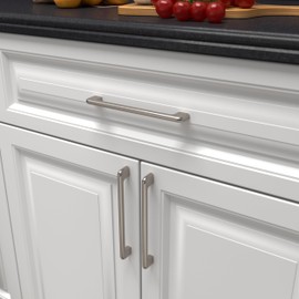 monti hardware | 10 Pack Brushed Nickel 5 Inch Hole Center | Solid Metal Cabinet Handles Bathroom Home Decor Drawer Pulls | Stainless Metal Kitchen Cabinet Handles | Grappa Collection