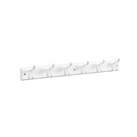 national hardware Coat & Hat Hook Rail 27″ – 6 White Hooks on White Wood Rail – Wall Mount