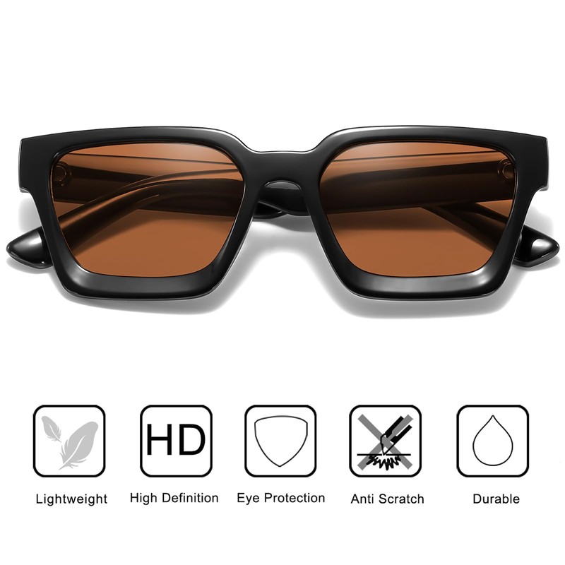 aisswzber plastic Square sunglasses for men and women 2613-Brown