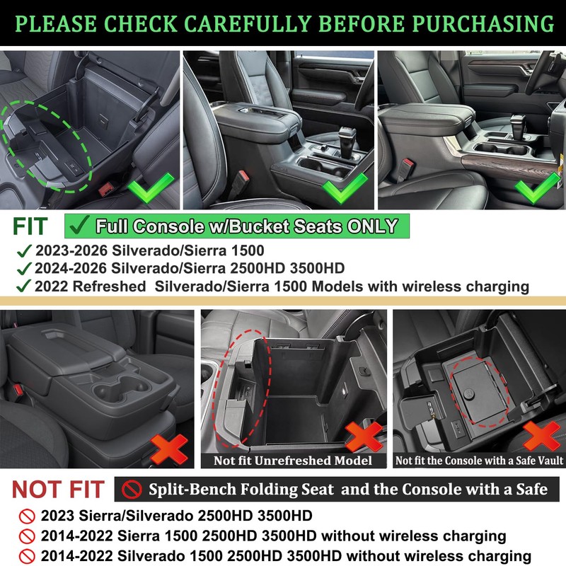 PIMCAR Center Console Organizer for 23-26 Chevy Silverado/GMC Sierra 1500,